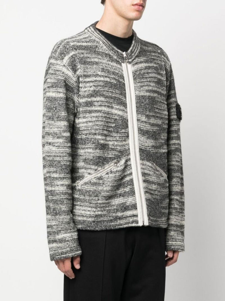 Grey Logo Patch Zip-up Sweater