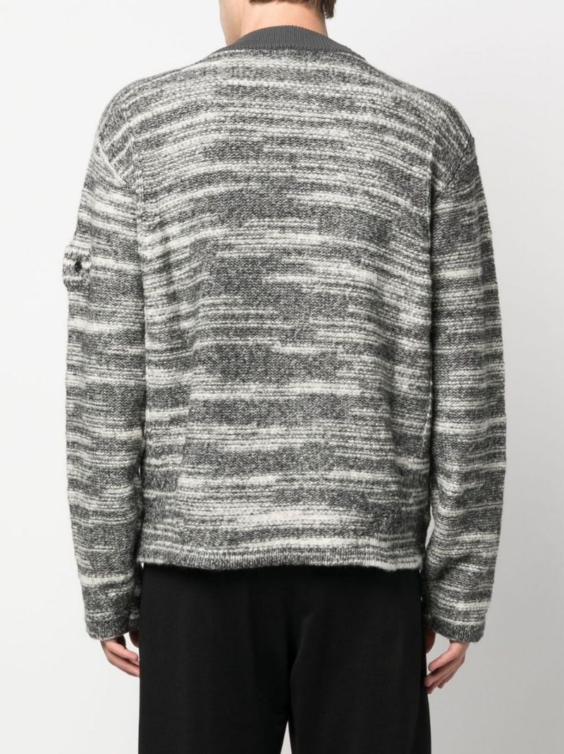 Grey Logo Patch Zip-up Sweater