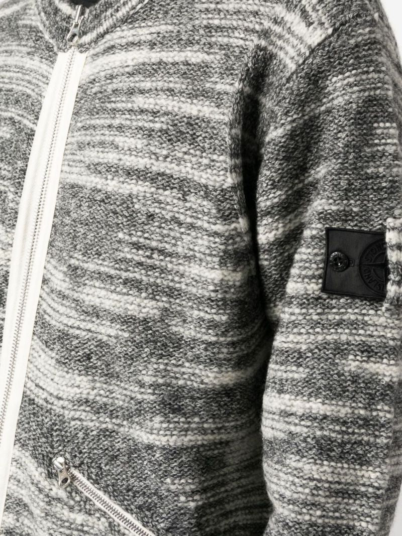 Grey Logo Patch Zip-up Sweater