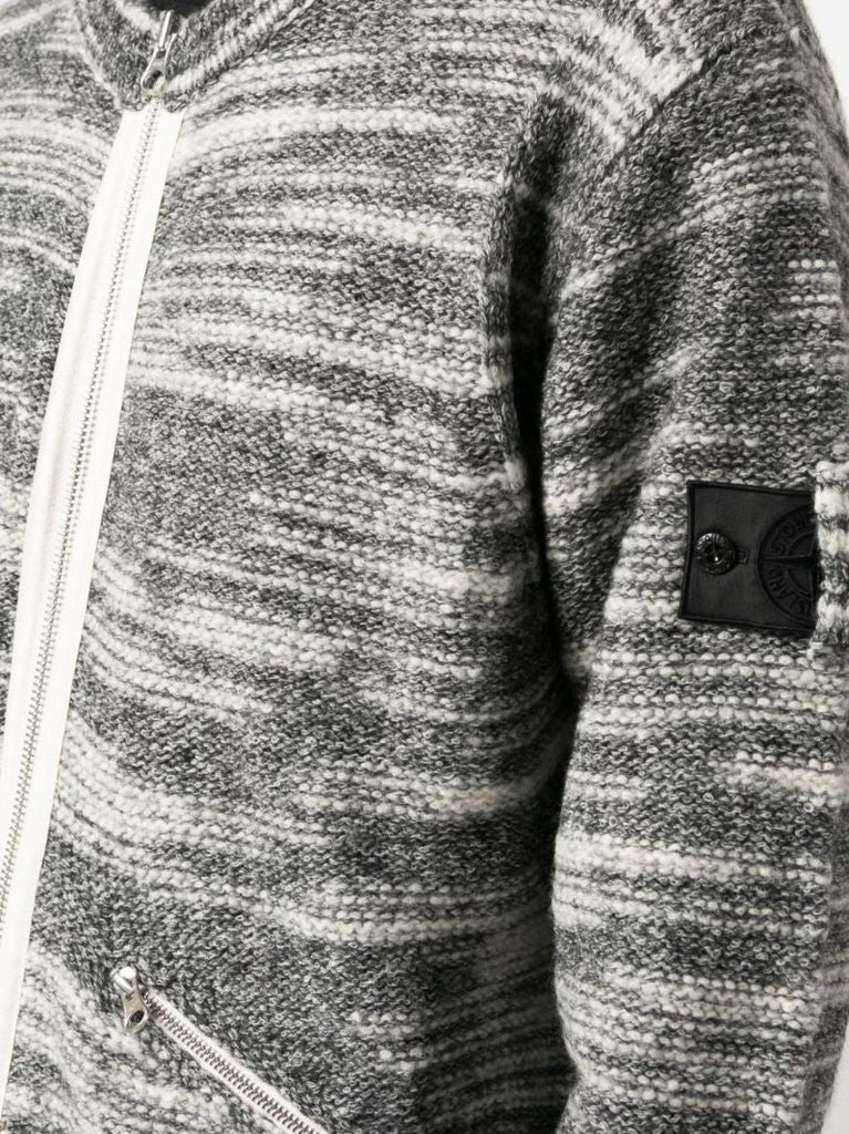Grey Logo Patch Zip-up Sweater