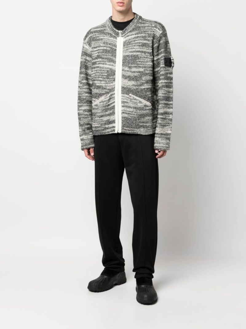 Grey Logo Patch Zip-up Sweater