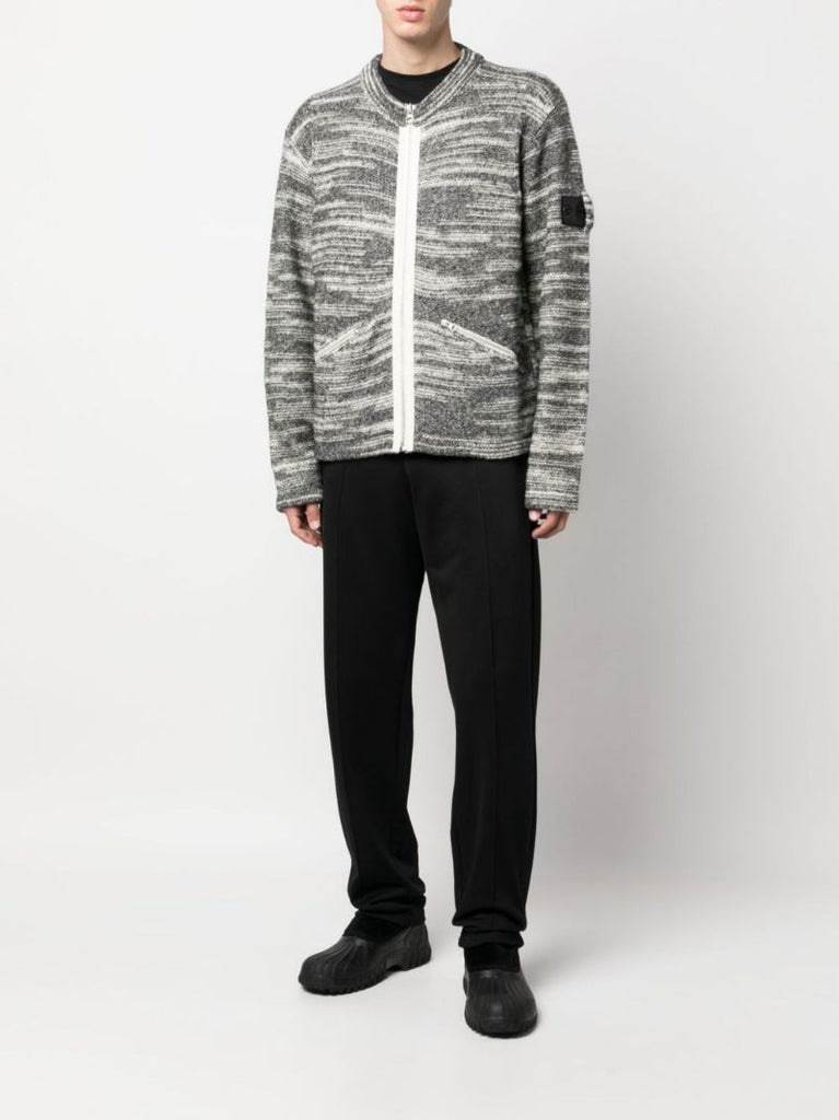 Grey Logo Patch Zip-up Sweater