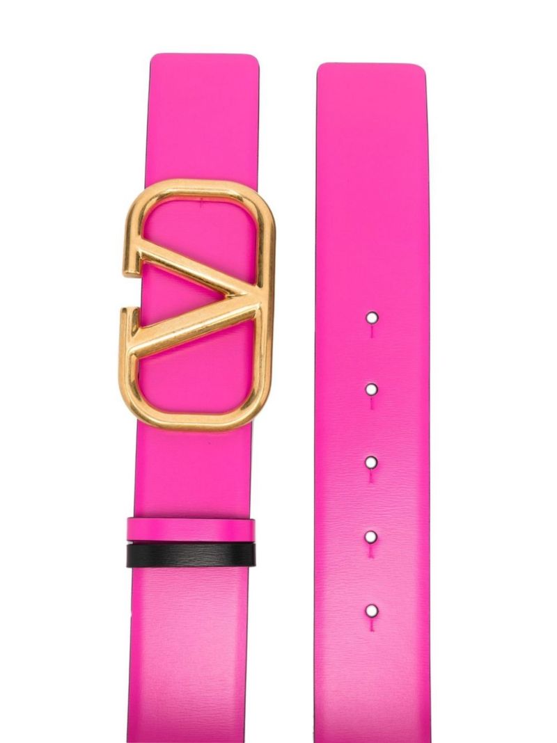 Pink Vlogo Signature Leather Belt