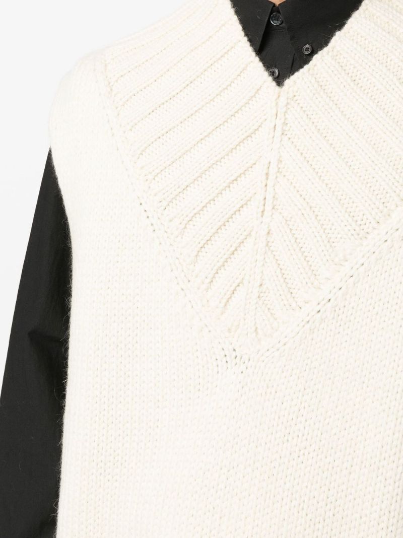 White Ribbed Wool Vest