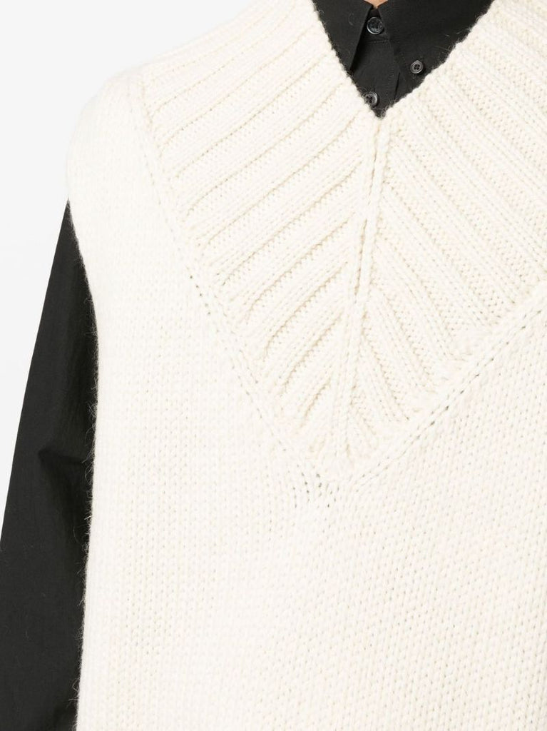 White Ribbed Wool Vest