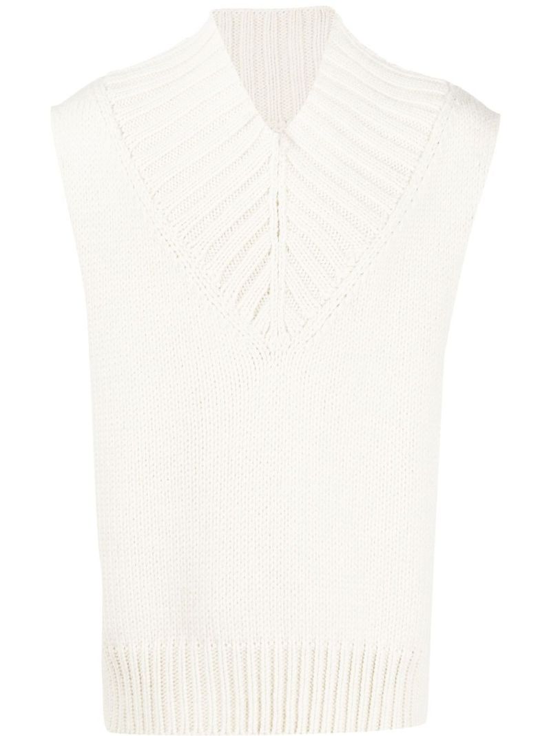 White Ribbed Wool Vest