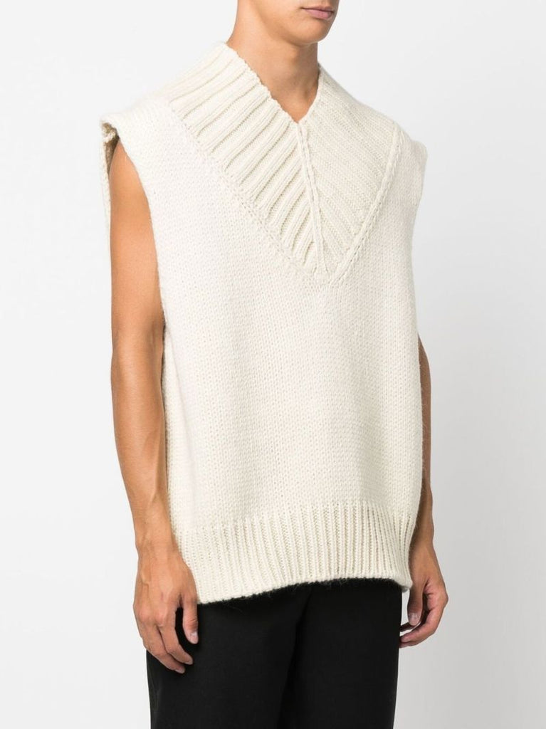 White Ribbed Wool Vest