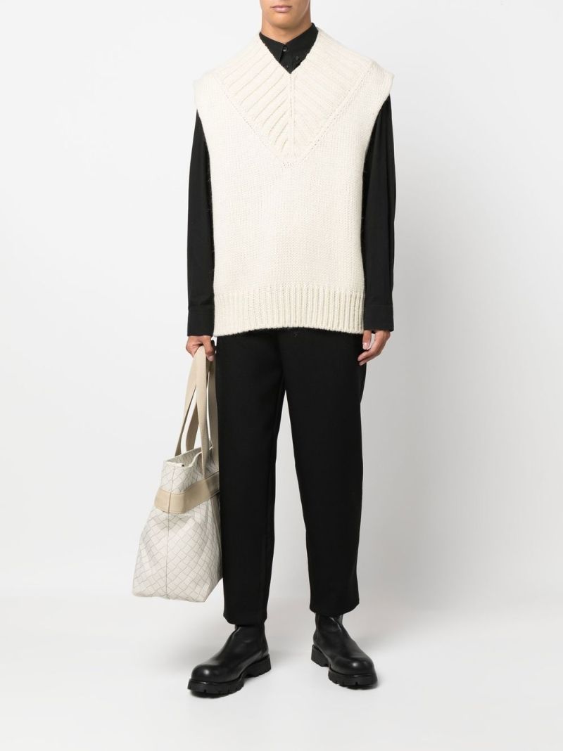 White Ribbed Wool Vest