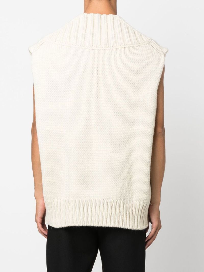 White Ribbed Wool Vest