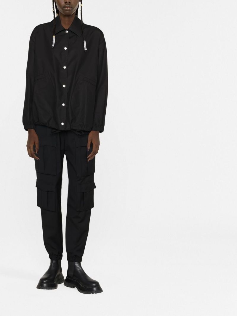 Black Cotton Logo Print Shirt Jacket