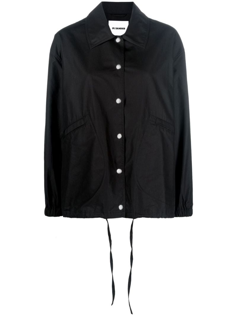 Black Cotton Logo Print Shirt Jacket