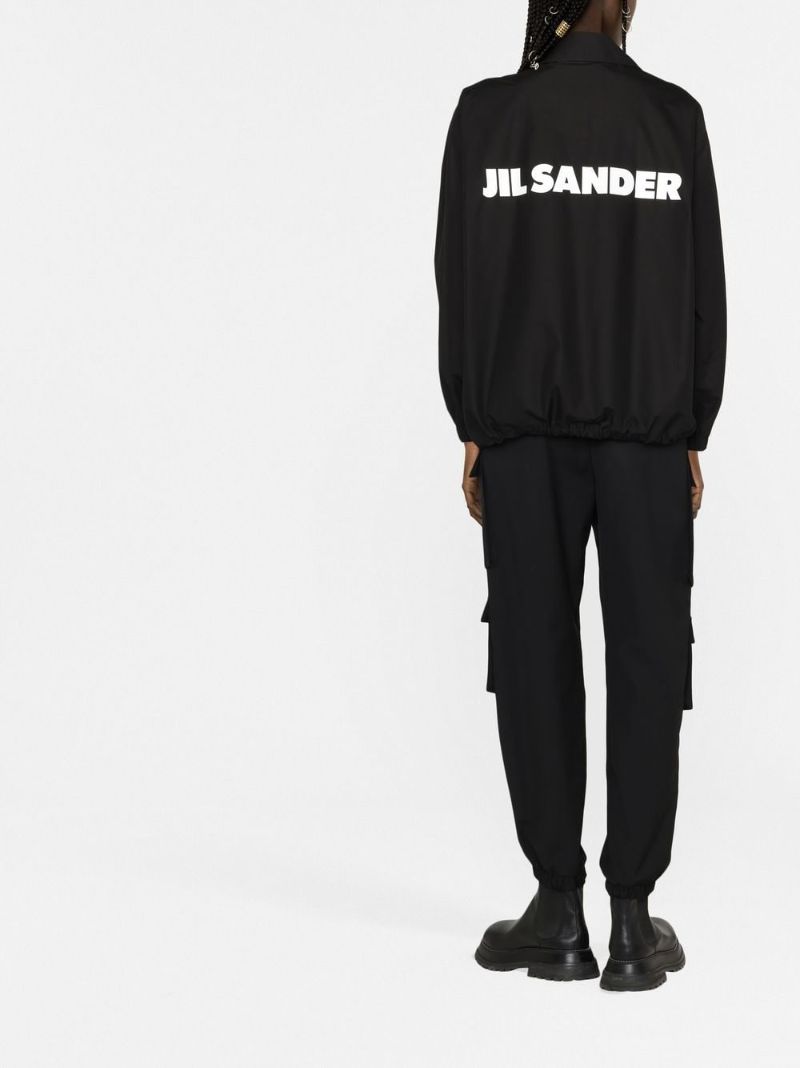 Black Cotton Logo Print Shirt Jacket