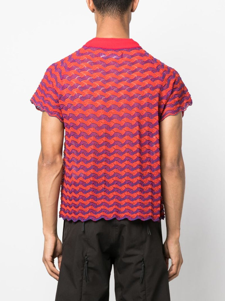 Red Mickey Striped Knitted T-shirt