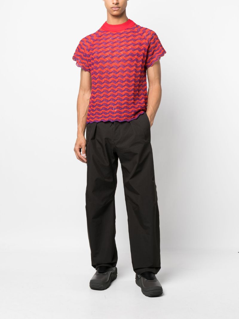 Red Mickey Striped Knitted T-shirt