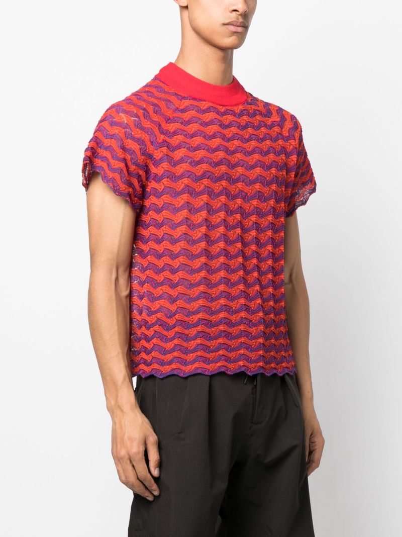 Red Mickey Striped Knitted T-shirt