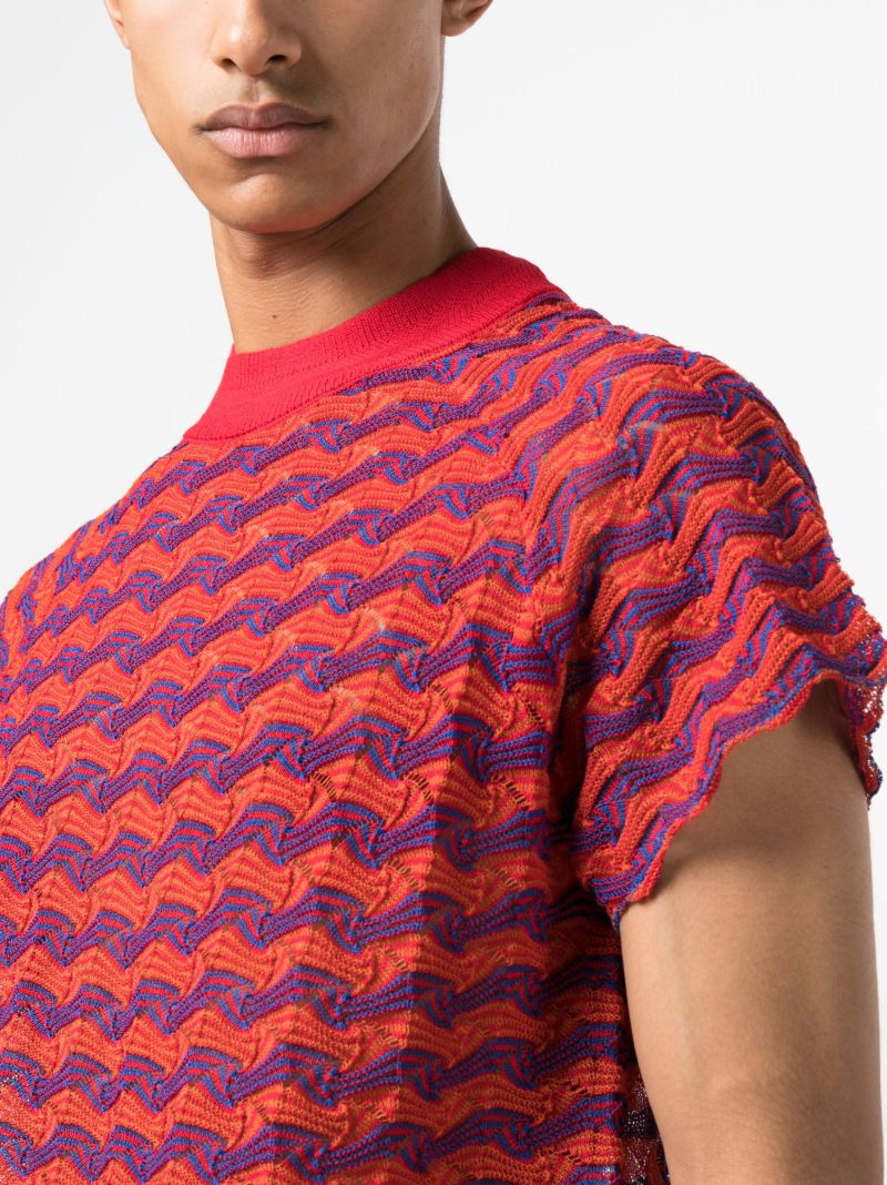 Red Mickey Striped Knitted T-shirt