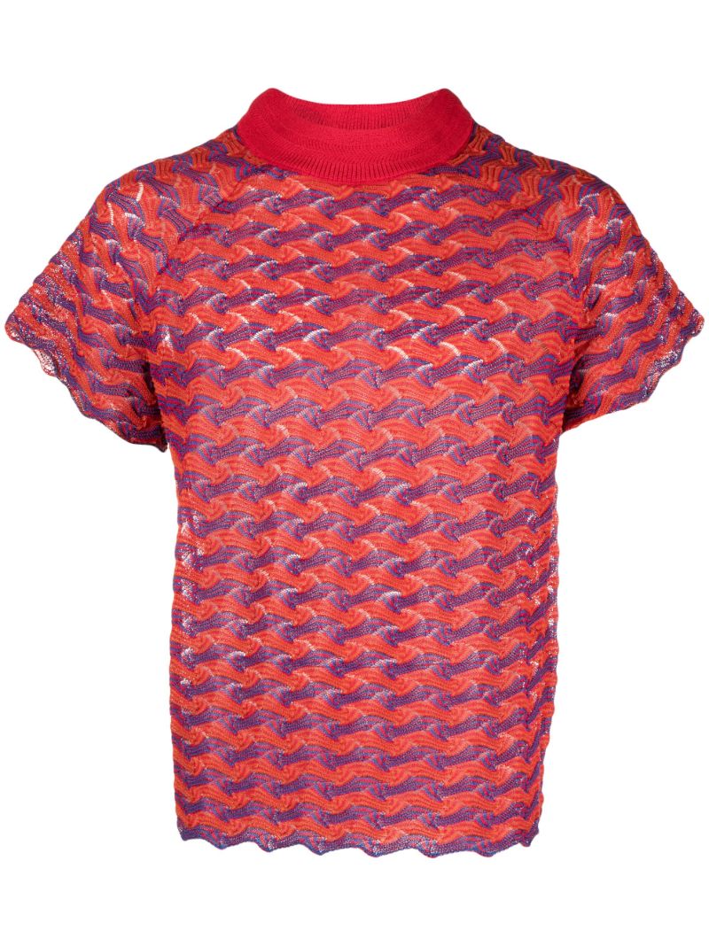 Red Mickey Striped Knitted T-shirt