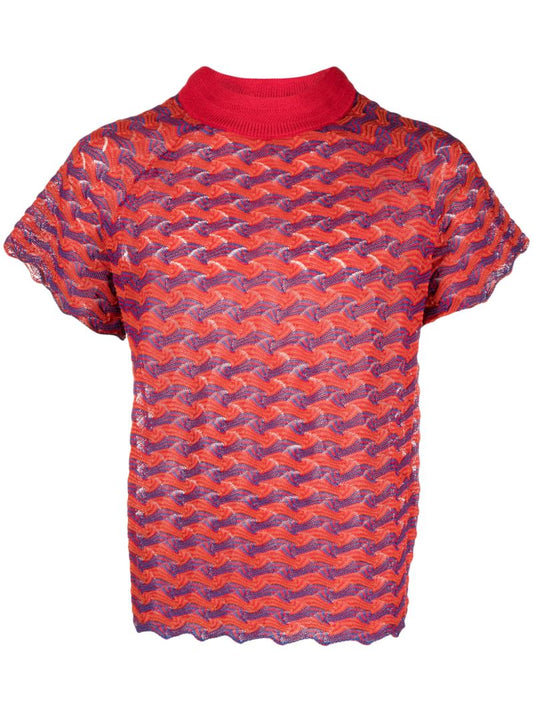 Red Mickey Striped Knitted T-shirt