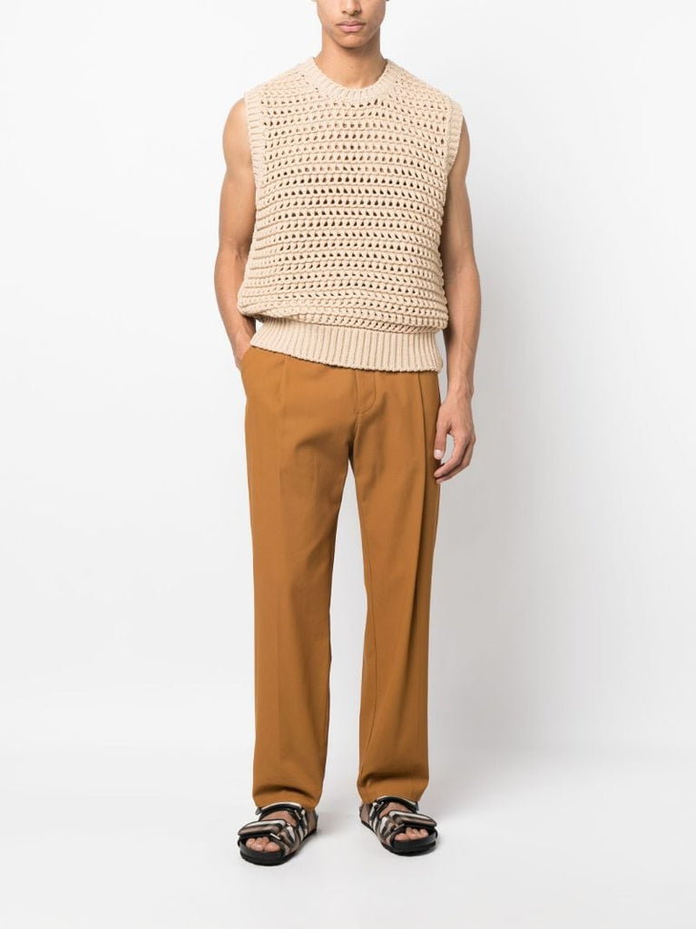 Beige Hatchi Open Knit Vest