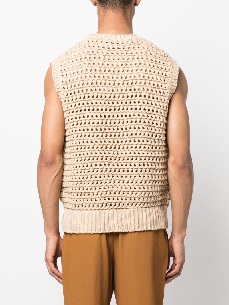 Beige Hatchi Open Knit Vest