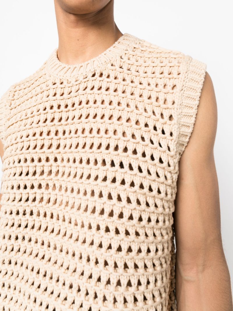Beige Hatchi Open Knit Vest