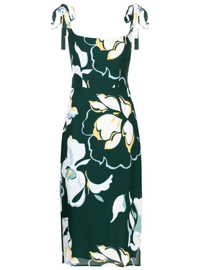 Green Besse Floral Print Midi Dress