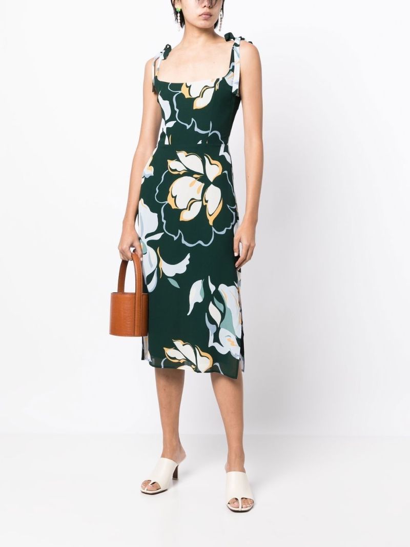 Green Besse Floral Print Midi Dress