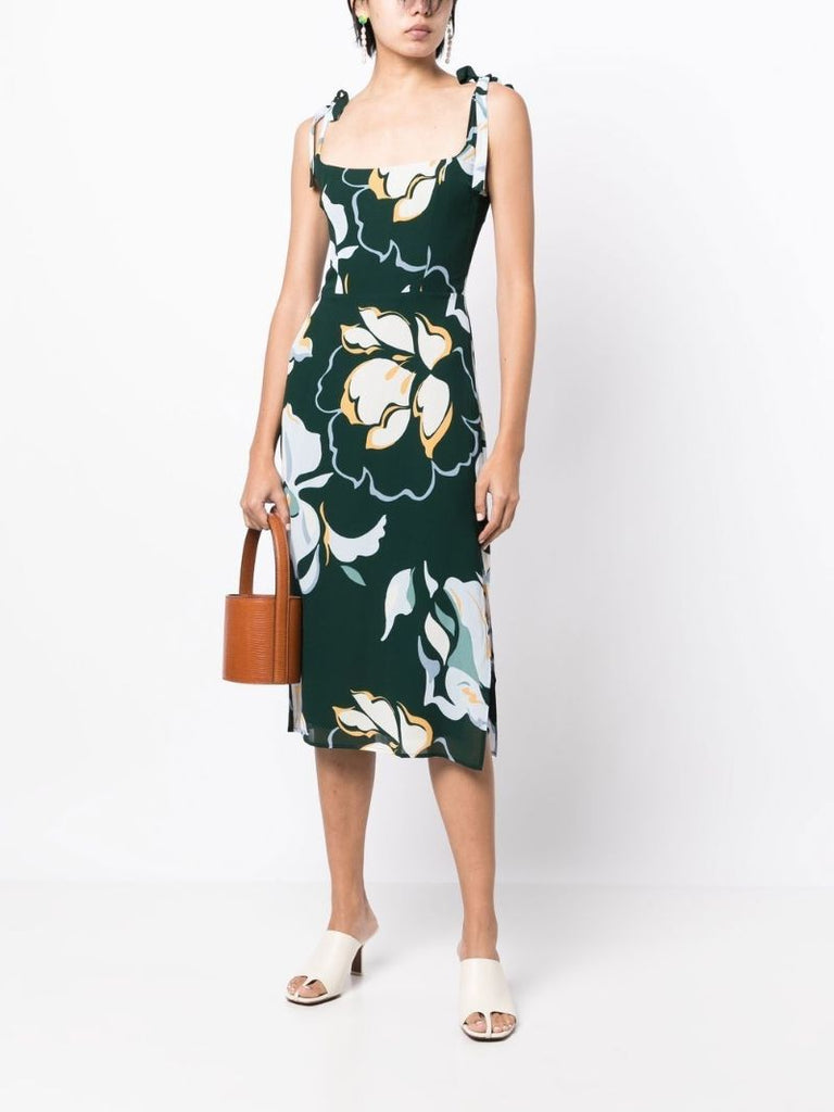 Green Besse Floral Print Midi Dress