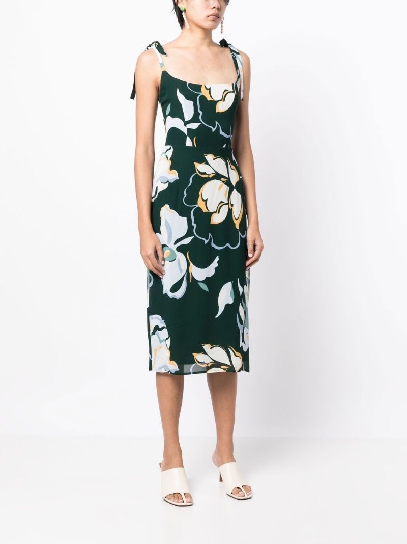Green Besse Floral Print Midi Dress