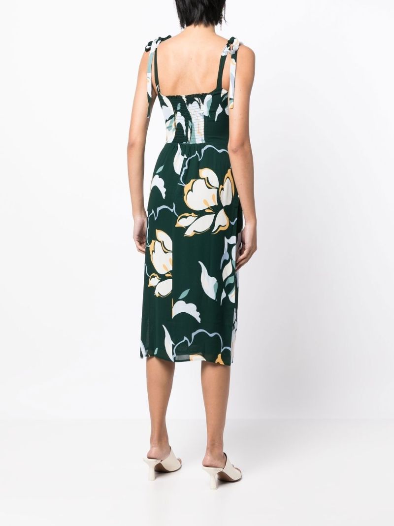 Green Besse Floral Print Midi Dress