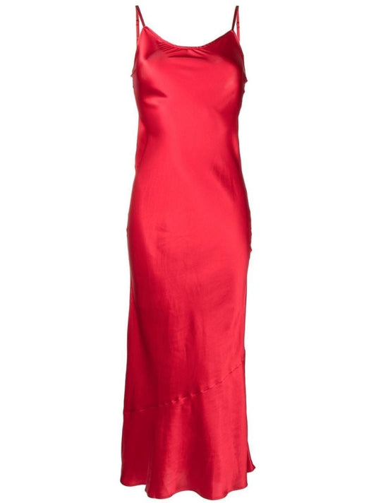 Red Parma Silk Midi Dress