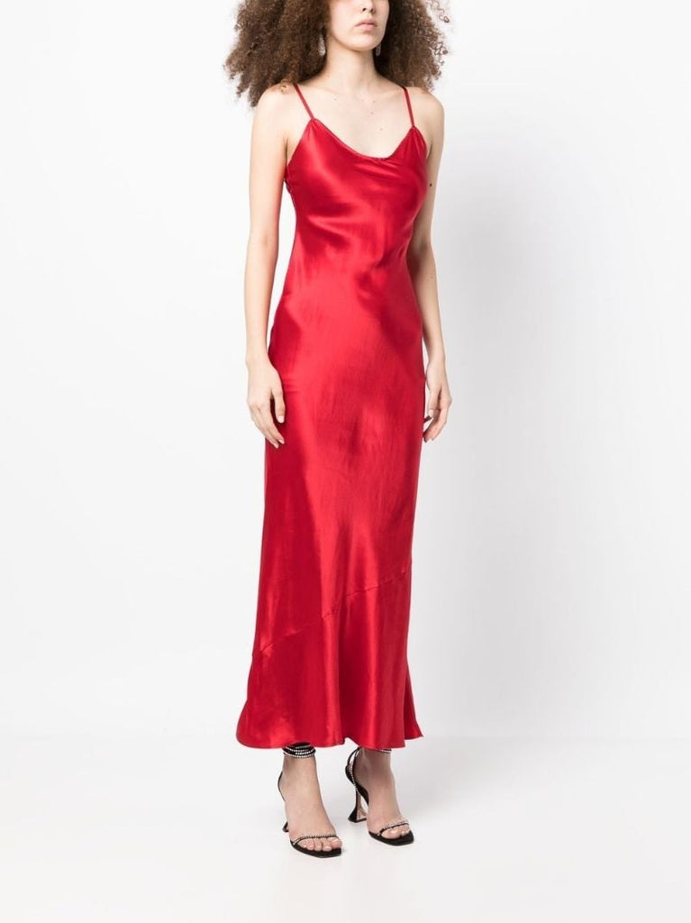 Red Parma Silk Midi Dress