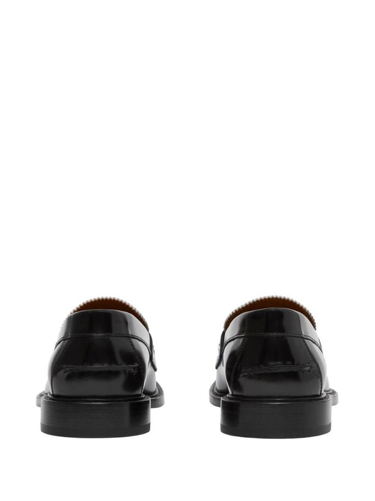 Black Vintage Check Panel Leather Loafers