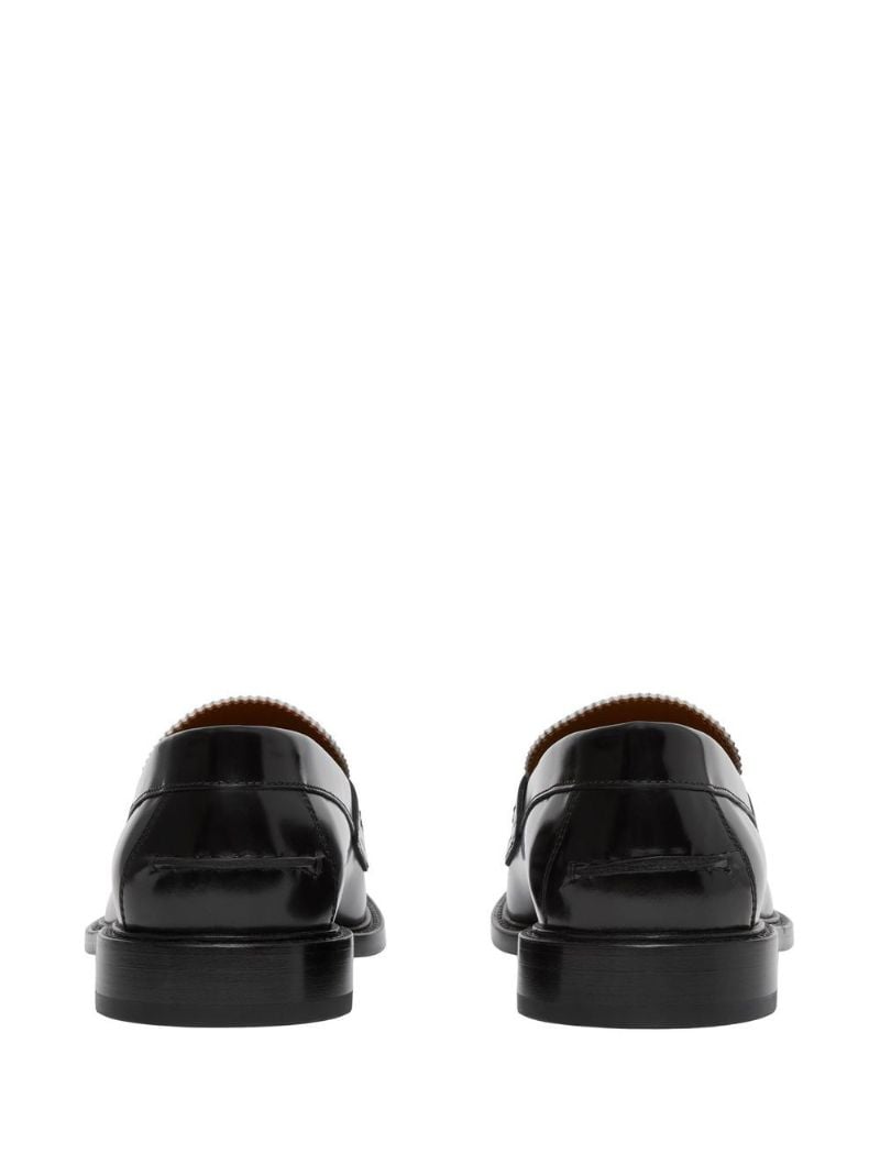 Black Vintage Check Panel Leather Loafers