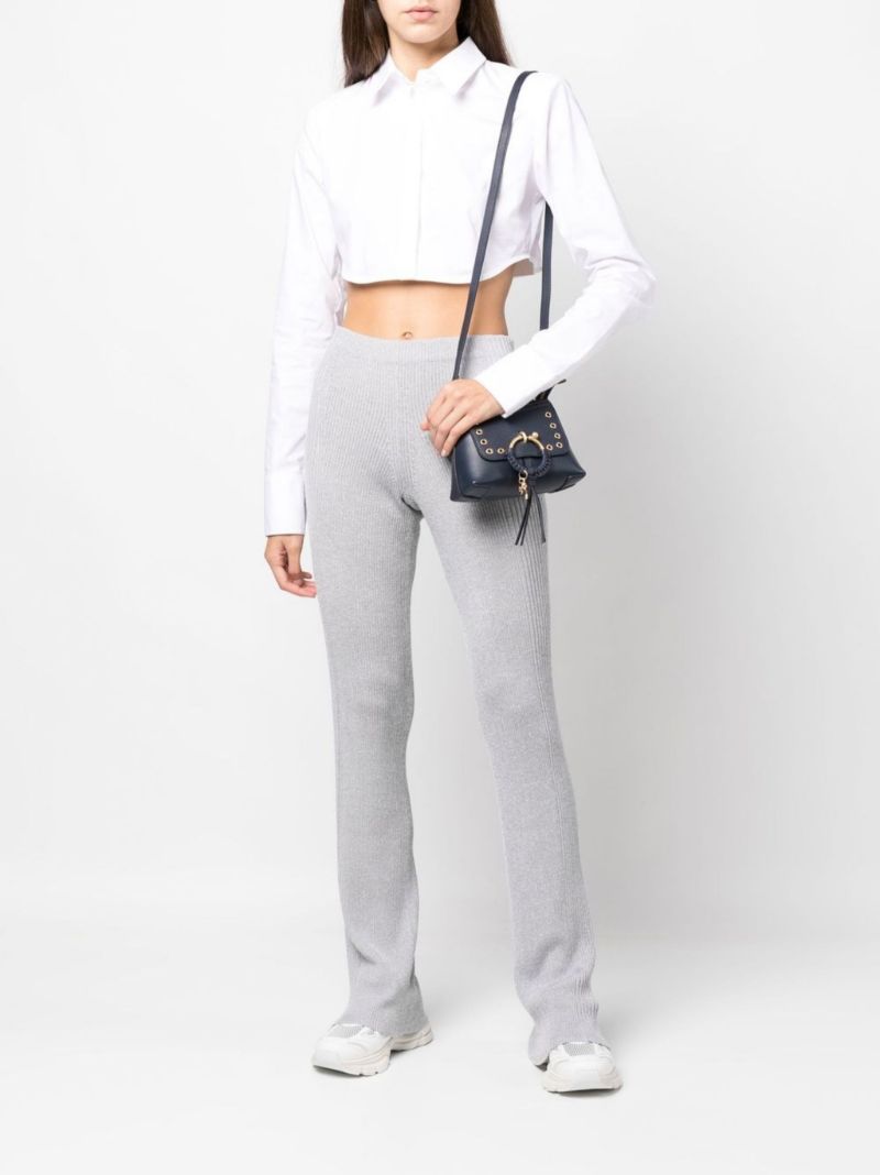Blue Joan Leather Shoulder Bag