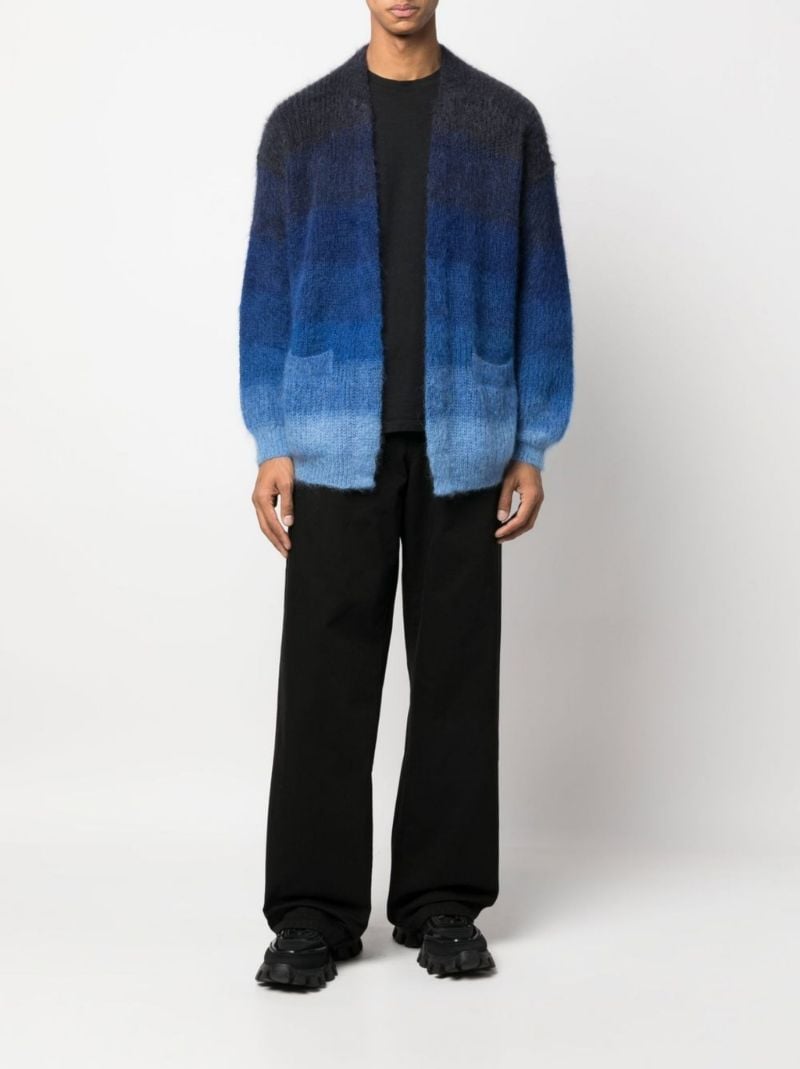 Blue V-neck Gradient Effect Cardigan
