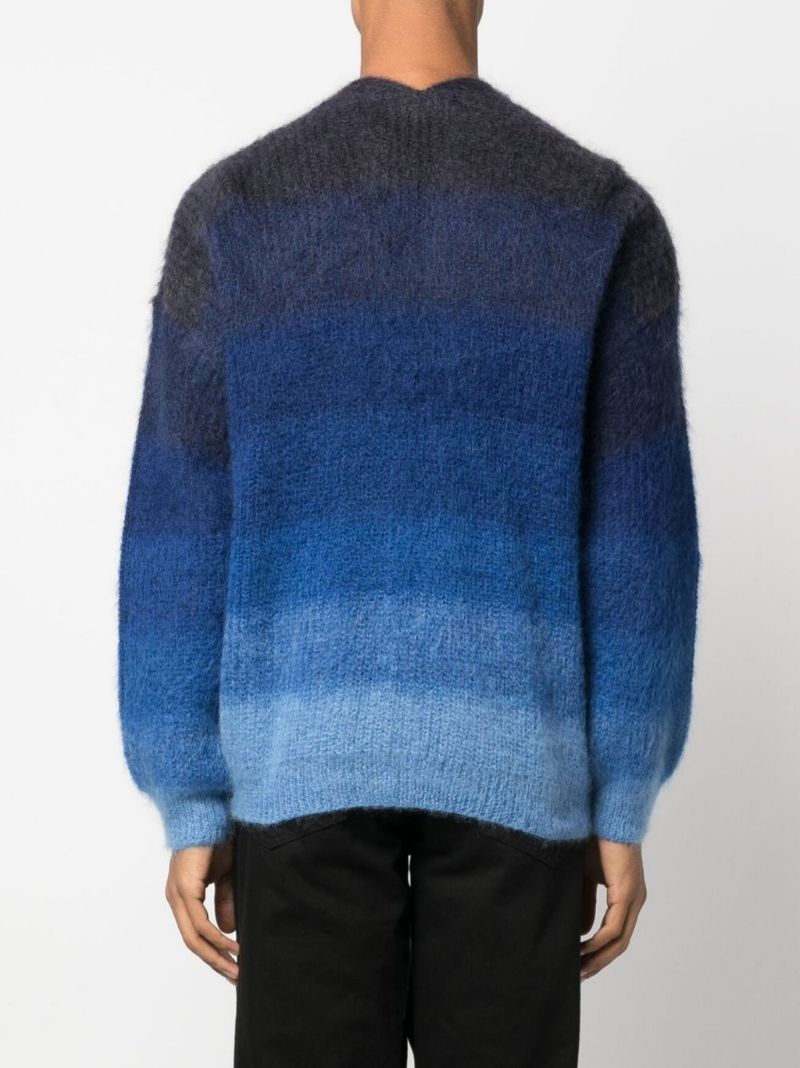Blue V-neck Gradient Effect Cardigan