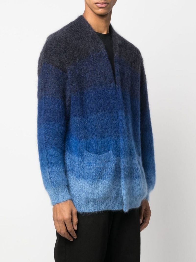 Blue V-neck Gradient Effect Cardigan