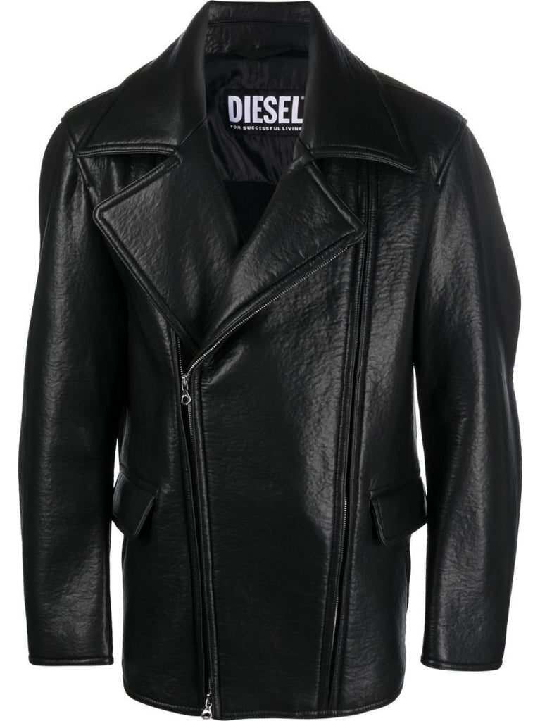 Black J-rego Faux Leather Biker Jacket