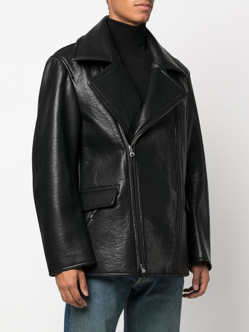 Black J-rego Faux Leather Biker Jacket