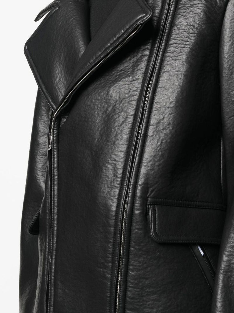 Black J-rego Faux Leather Biker Jacket