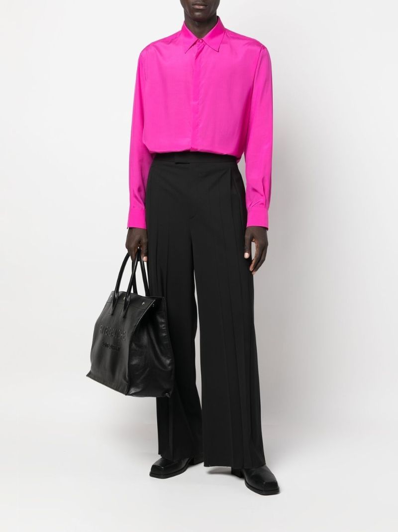Pink Long-sleeve Silk Shirt