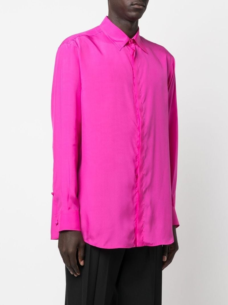 Pink Long-sleeve Silk Shirt