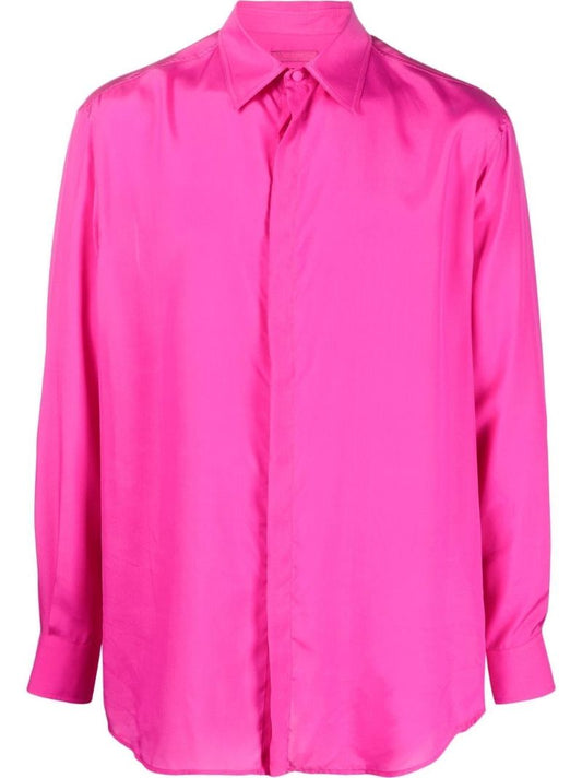 Pink Long-sleeve Silk Shirt
