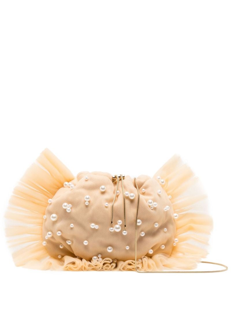 Neutral Tutu Tulle Trimmed Cross Body Bag