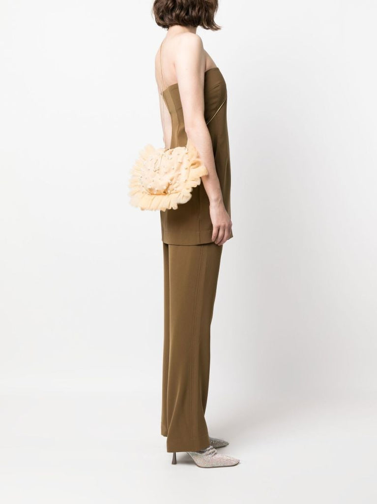 Neutral Tutu Tulle Trimmed Cross Body Bag