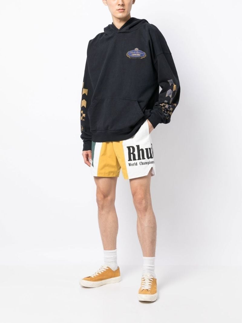 Yellow Logo Print Track Shorts