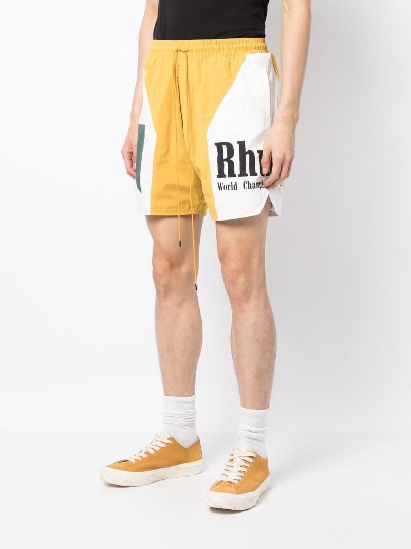 Yellow Logo Print Track Shorts