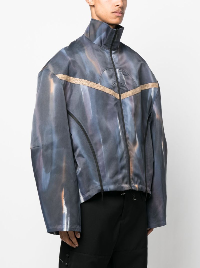 Blue Dawson Abstract Bomber Jacket