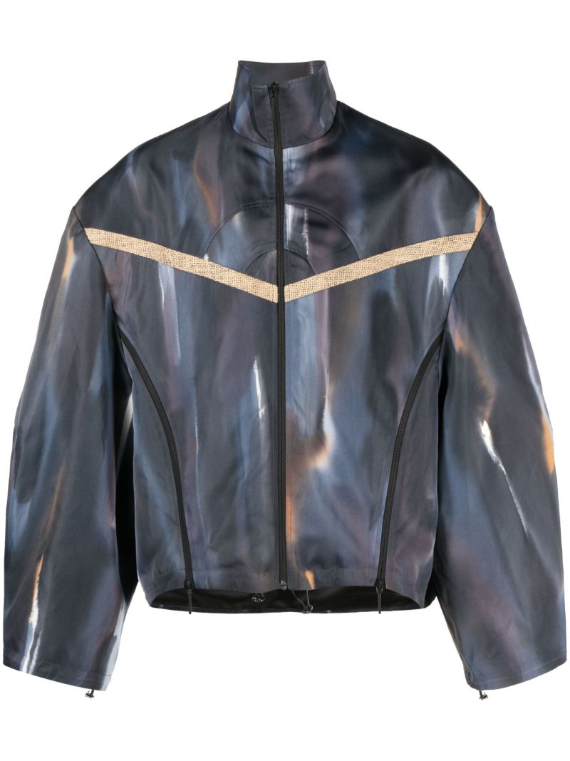 Blue Dawson Abstract Bomber Jacket